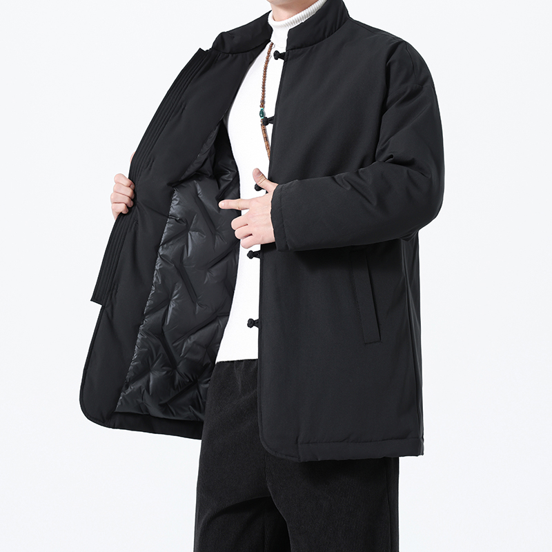 90%白鸭绒冬季风中式大码唐装男士复古羽绒服A118-YR207P285，男装羽绒服，电商A118