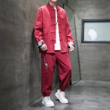 秋季风棉麻复古套装新中式唐装汉服两件套男A118-TZ205P105，男装休闲套装，电商A118