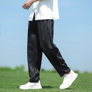 2025春夏风男装新中式提花大码复古束脚休闲长裤A118-K111P70,男装休闲裤,电商A118
