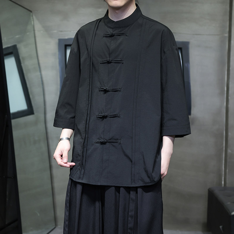 夏季风男装唐装汉服中式复古大码冰丝短袖衬衫A118-C10P70,男装衬衫,电商A118