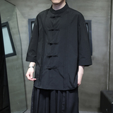 夏季风男装唐装汉服中式复古大码冰丝短袖衬衫A118-C10P70，男装衬衫，电商A118