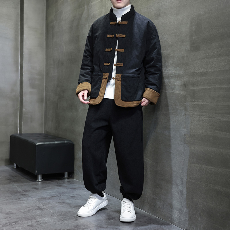 冬季风棉衣套装中式复古唐装保暖棉袄两件套男A118-TZ08P205，男装棉衣，电商A118