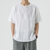 风夏季纯亚麻唐装T恤男新中式宽松大码上衣A118-T910-P85，男装T恤，电商A118