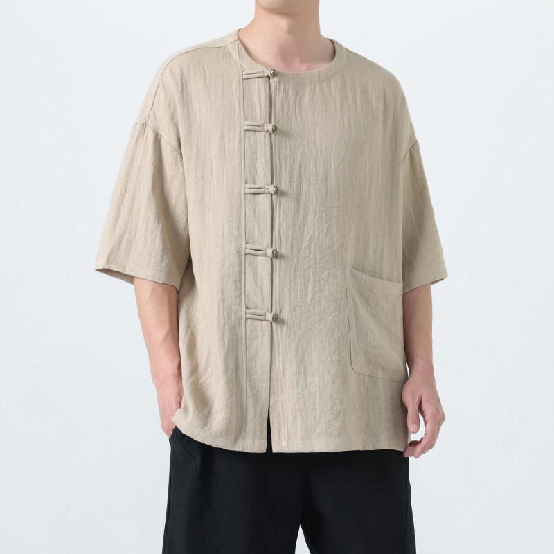 夏季风男装唐装汉服中式复古大码短袖T恤A118-T008P70控99,男装T恤,电商A118