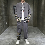 春季风唐装棉麻复古中式拼接印花衬衣套装男A118-TZ2022-P95，男装休闲套装，电商A118