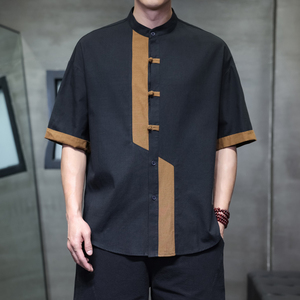 夏季风短袖衬衫唐装汉服中式复古大码衬衣男A118-C031P70控99图片