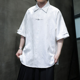 夏季风唐装冰丝短袖提花衬衫中式复古大码汉服男A118-C28P65，男装T恤，电商A118