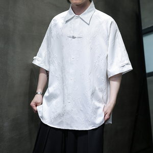 夏季风唐装冰丝短袖提花衬衫中式复古大码汉服男A118-C28P65图片