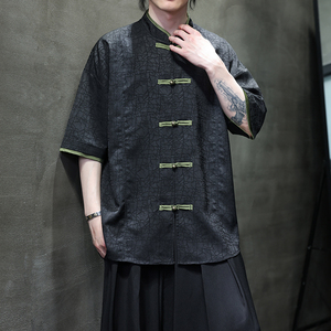 夏季风男装短袖衬衫新中式大码唐装休闲衬衣A118-C27P65控88