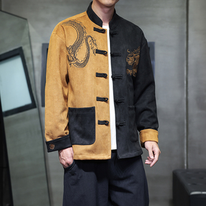 春夏风唐装汉服麂皮绒中式复古大码夹克外套男A118-A8806P120图片
