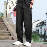 风春夏薄长裤新中式盘扣提花宽松休闲裤男A118-K111P70控98，男装休闲裤，电商A118