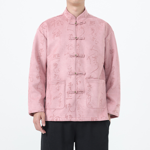 秋冬风男装唐装汉服新中式夹克麂皮绒大码外套A118-A8836P115图片