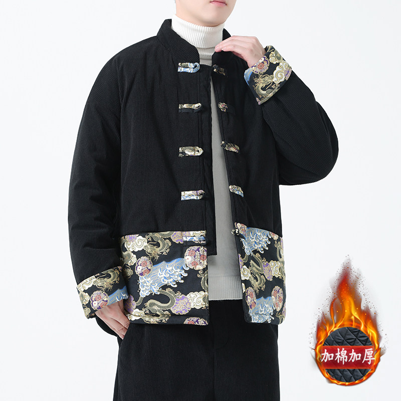 冬季风棉衣中式复古唐装印花加厚保暖外套男A118-MY2312P140,男装棉衣,电商A118