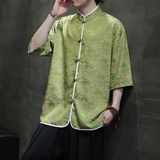 夏季风男装短袖唐装汉服大码衬衣中式印花衬衫A118-C03P65，男装衬衫，电商A118