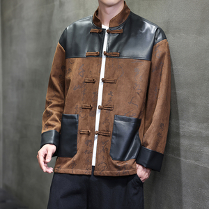 2025秋季风夹克新中式唐装汉服复古印花外套男A118-A8831P120