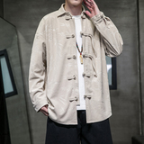 秋冬风男装灯芯绒中式复古压花衬衫唐装汉服外套A118-C828P70，男装衬衫，电商A118
