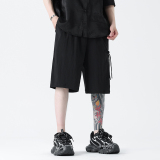 夏季风冰丝圧皱短裤新中式大码五分裤男A118-DK113P45控58，男装牛仔裤，电商A118