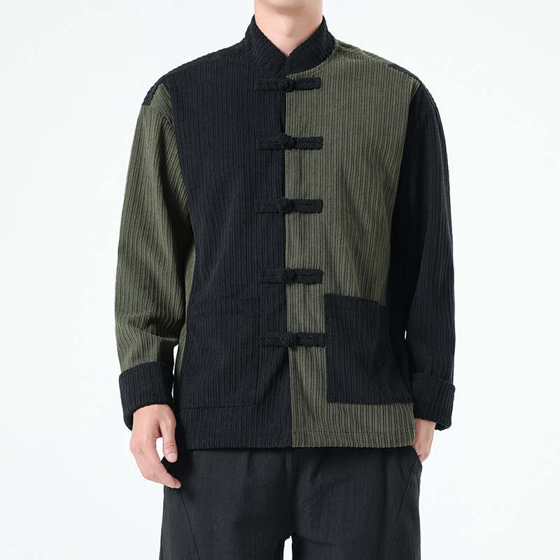 春季风夹克新中式唐装汉服复古拼接大码外套男A118-A8825P115图片
