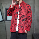 秋冬风男装新中式夹克麂皮绒唐装汉服豹纹外套A118-A8816P120，男装夹克，电商A118