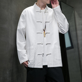 秋季风男装新中式唐装棉麻衬衫亚麻长袖大码汉服A118-C817P45，男装衬衫，电商A118