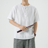 风夏季纯亚麻唐装T恤男新中式宽松大码上衣A118-T910-P85，男装T恤，电商A118