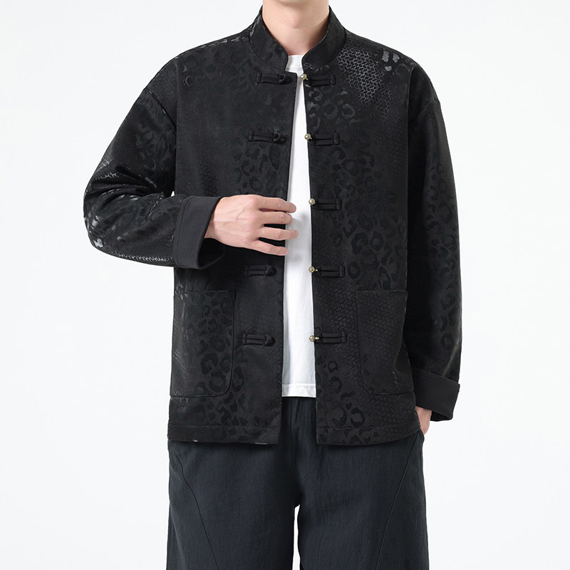 秋季风男装新中式复古夹克唐装汉服豹纹外套A118-A8816P120,男装夹克,电商A118