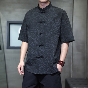 2025夏季风男装短袖唐装汉服中式复古衬衫A118-C033P70控99图片