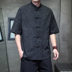 2025夏季风男装短袖唐装汉服中式复古衬衫A118-C033P70控99图片