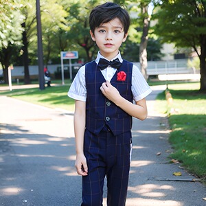 男孩毕业服装出租儿童短袖马甲礼服租赁男童夏季合唱背带套装新款