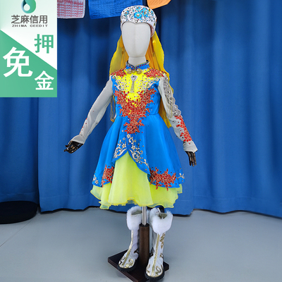 儿童走秀民族风礼服出租赁女童快乐阳光比赛新疆维吾尔族演出服装