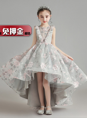 出租儿童主持花仙子婚纱裙 租赁女童灰色优雅端庄仙气礼服裙NL108