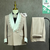 租赁儿童走秀礼服男童高端时尚 出租华丽西服 设计感粉色英伦小西装