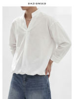 DAZO's minimalist design of a semi-cardigan with a stand-up collar and three-quarter sleeves, featuring a neutral summer collection thumbnail 4