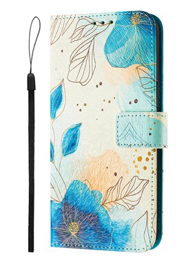 蓝花适用GalaxyS25/S24/S23/S22/S21 Ultra/Plus+/FE 5G三星翻盖手机壳S20/S10 4G皮套防摔保护套电话壳