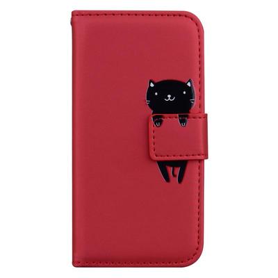 黑猫红适用IPhone17/16/15/14/13/12/11promax/Plus苹果翻盖手机壳Mini/Se/Air皮套防摔保护套电话壳