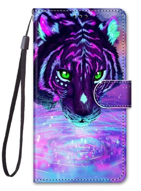 紫色老虎适用GalaxyA04/A14/A24/A34/A54 5G三星翻盖手机壳4G S23皮套防摔保护套电话壳