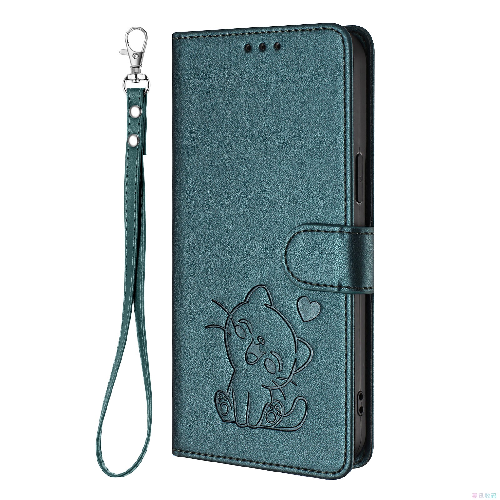 笑脸猫深绿适用GalaxyS25/S24/S23/S22/S21 Ultra/Plus+/FE 5G三星翻盖手机壳S20/S10 皮套防摔保护套电话壳