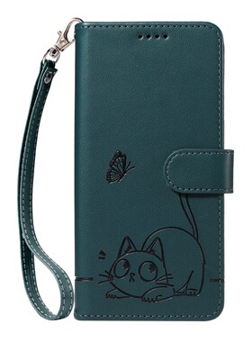 小猫绿适用GalaxyS25/S24/S23/S22/S21 Ultra/Plus+/FE 5G三星翻盖手机壳S20/S10 4G皮套防摔保护套电话壳