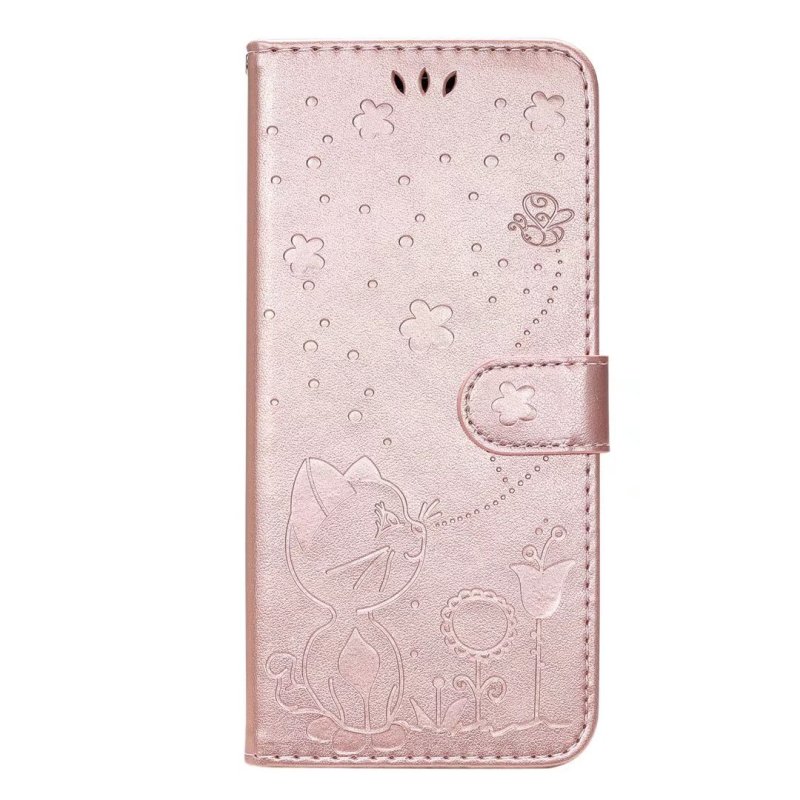 蜜蜂猫粉适用IPhone17/16/15/14/13/12/11promax/Plus苹果翻盖手机壳Mini/Se/Air皮套防摔保护套电话壳