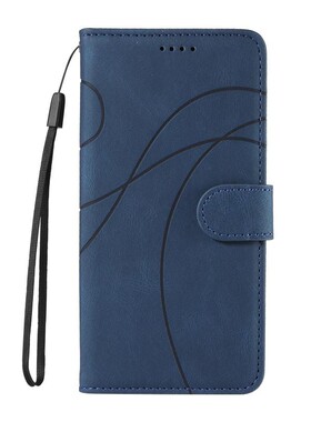 弧形线蓝适用Galaxy A11/A21/A31/A41/A51 三星翻盖手机壳A71 4G/5G皮套防摔保护套男女电话壳