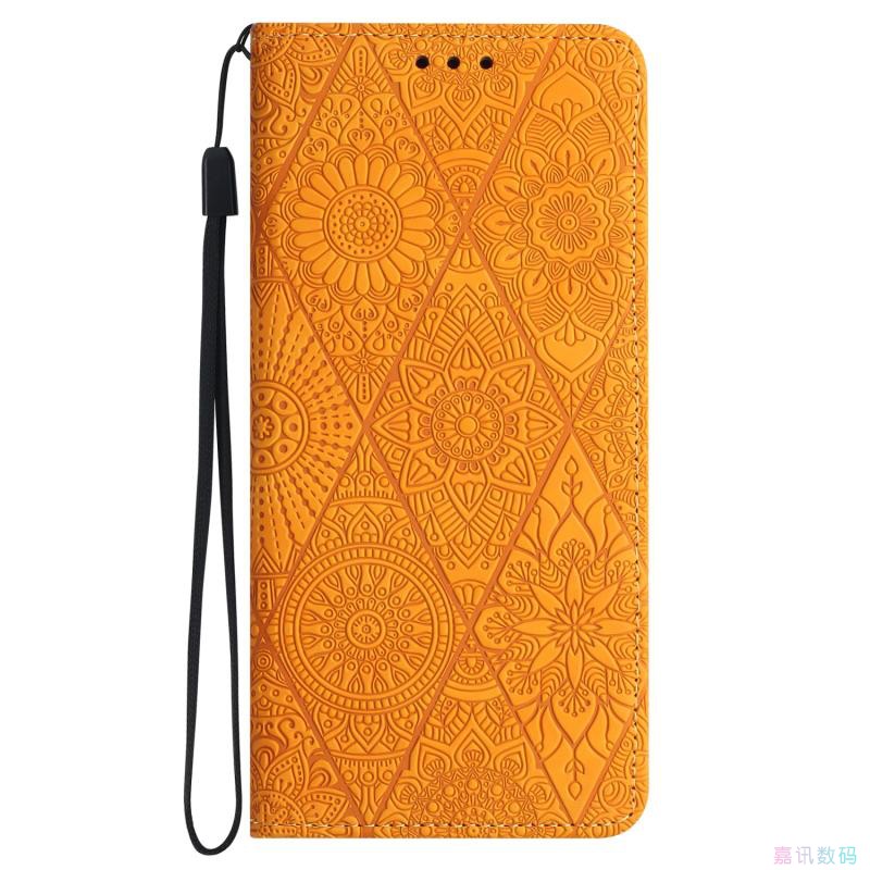 黄民族风苹果翻盖皮套手机壳