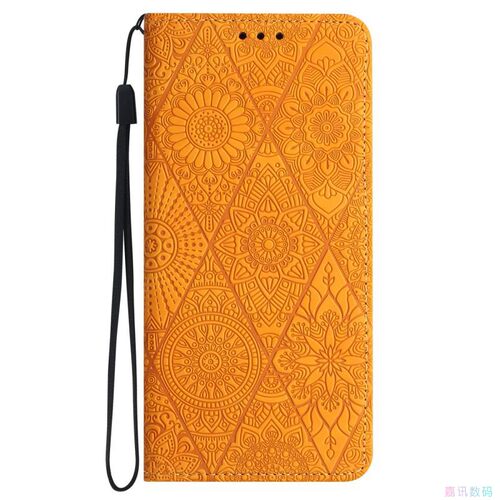 黄民族风苹果翻盖皮套手机壳