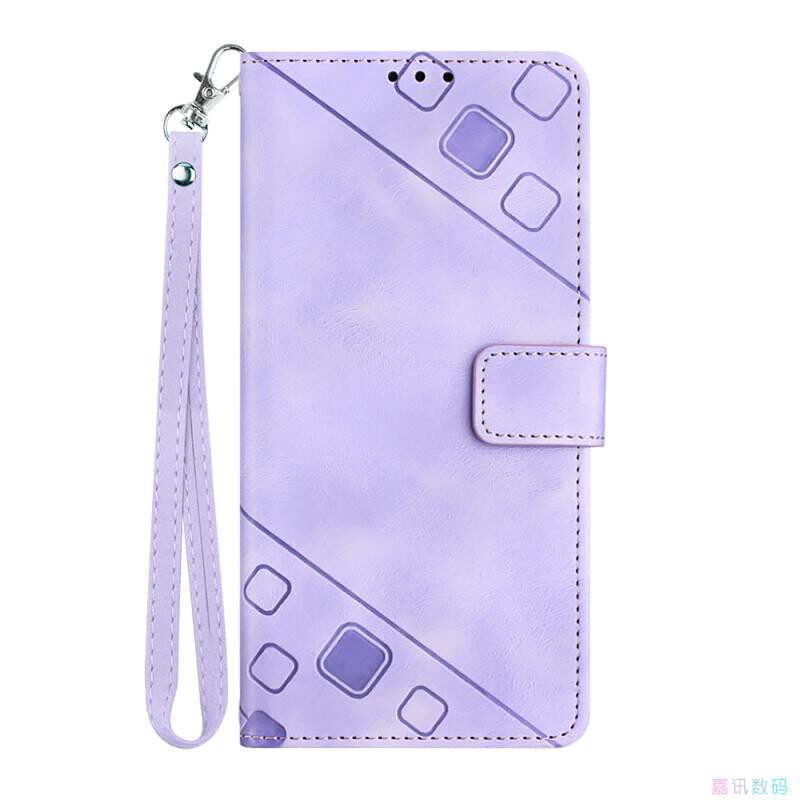 方块紫适用GalaxyS24/S23/S22/S21 5G三星翻盖手机壳S10/S9/S8 Ultra/FE/PLUS/+ 4G皮套防摔保护套电话壳