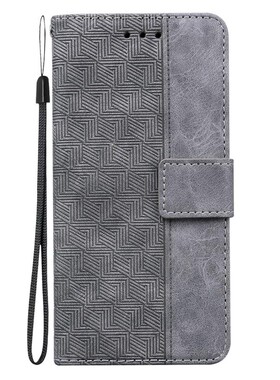 几何纹灰适用IPhone16/15/14/13/12/11promax/Plus苹果翻盖手机壳Mini/Se/X/XR/XS/8皮套防摔保护套电话壳