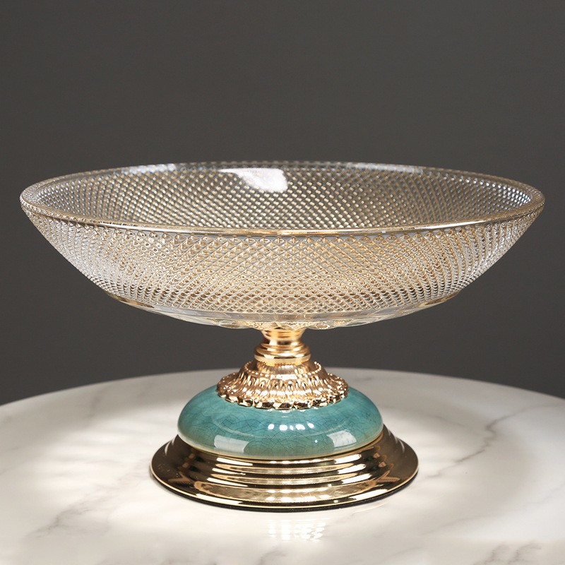 轻奢陶瓷玻璃果盘茶几装饰水果盘