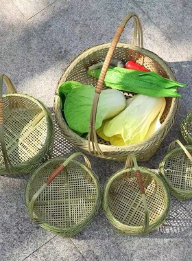 竹编手提篮亲子活动草莓樱桃采摘
