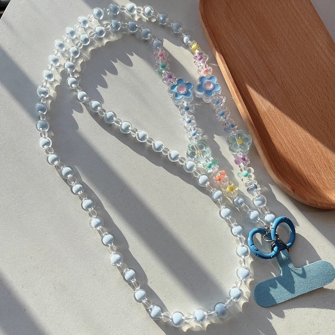 日韩蓝色泫雅花手机壳斜跨链潮女百搭包包斜跨绳通用长链条结实