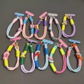 拼色手腕挂绳防丢手机壳多巴胺新款 彩色卡片垫片ccd相机短手绳女