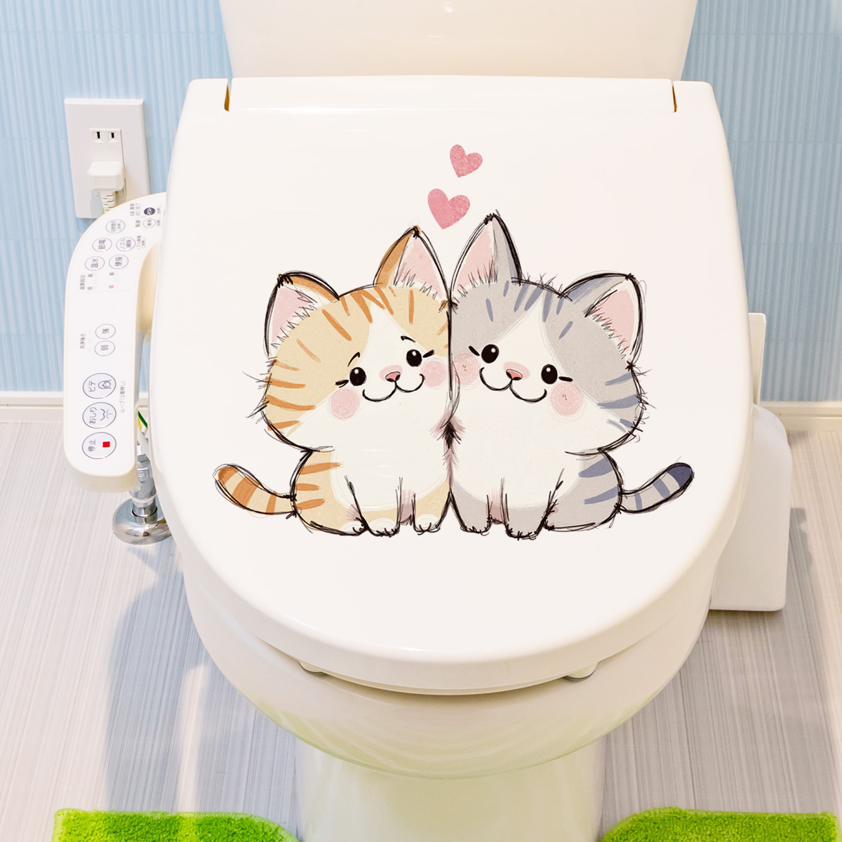 可爱猫咪自粘墙贴纸洗手间马桶装饰贴画布置托管班房间室内改造图片