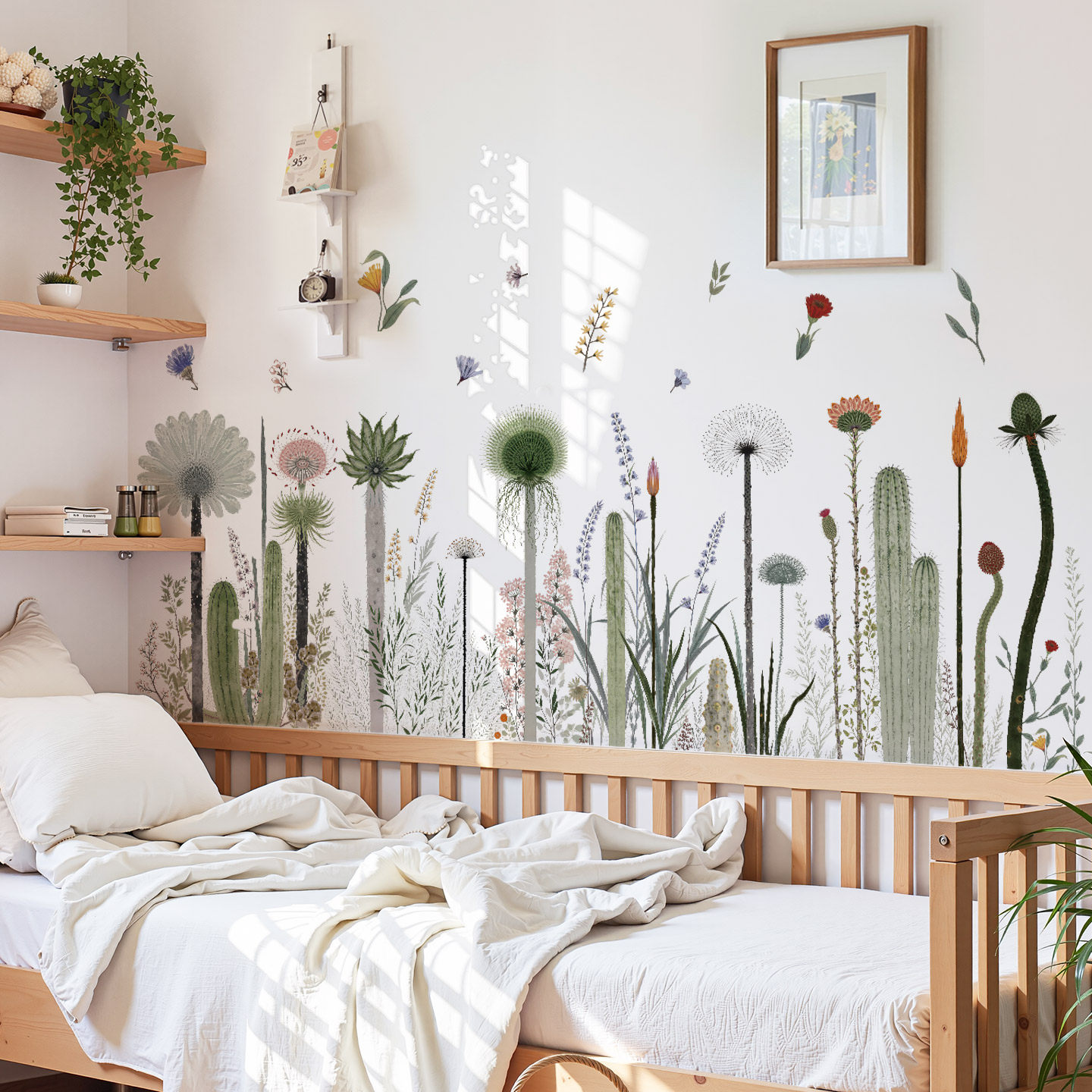 淡彩植物花朵踢脚线装饰墙壁贴纸自粘客厅卧室墙角墙面布置墙纸画